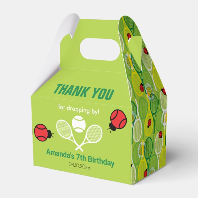 Niedliche Tennisschläger mit Ladybirds, DANKE Geschenkschachtel (Vorderseite)