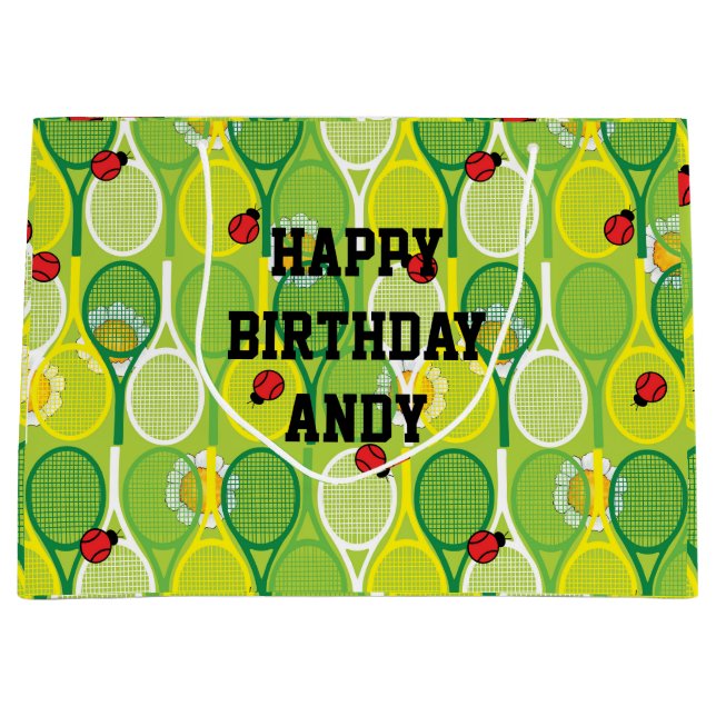 Niedliche Tennisschläger mit Ladyvögeln Große Geschenktüte (Vorderseite)