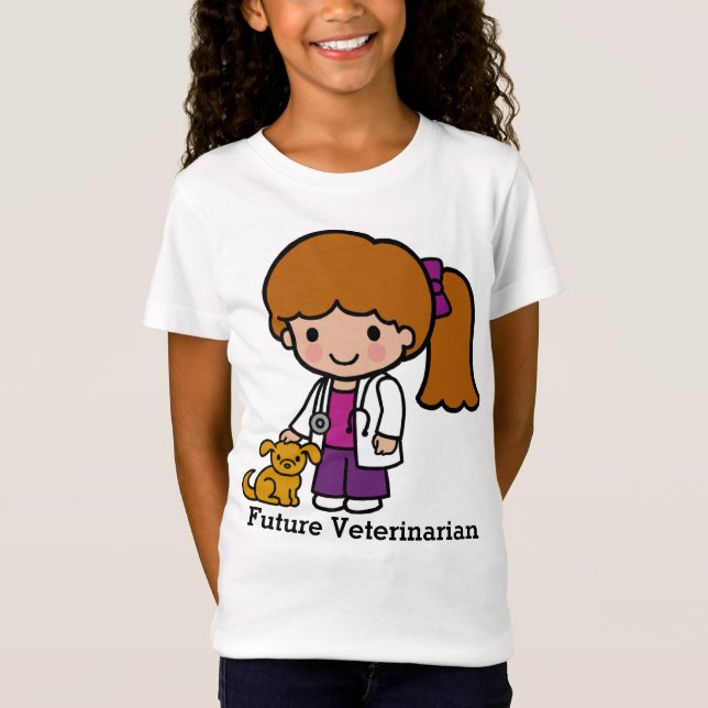 Niedliche Tierärztin mit Welpe T-Shirt (Vorderseite)