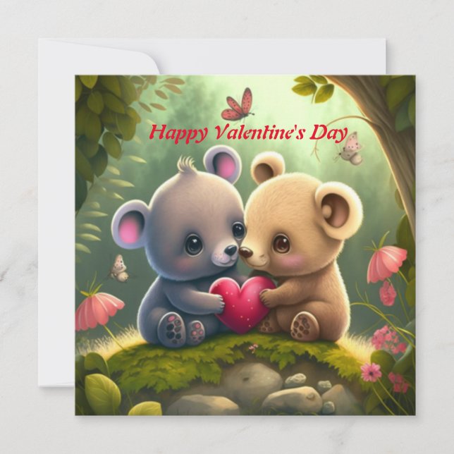 Niedliche Tiere auf Liebe-Karte Karte (Vorderseite)