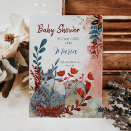 Niedliche Tiere Babydusche Einladung Rot und Blau