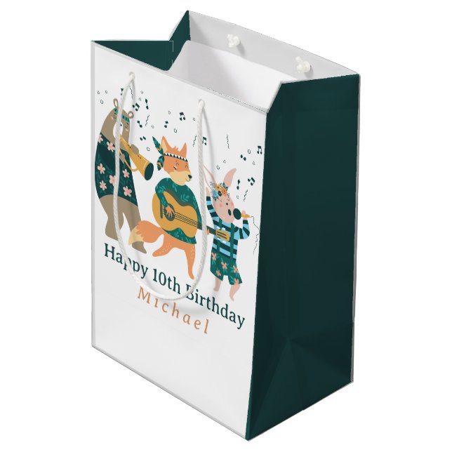 Niedliche Tiere Bend Mittlere Geschenktüte (Rückseite Schrägansicht)
