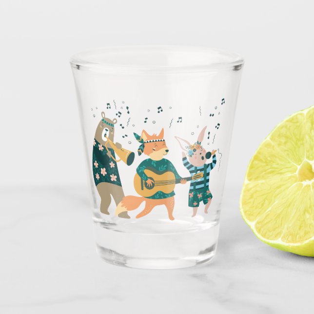 Niedliche Tiere Bend Schnapsglas (Vorderseite)