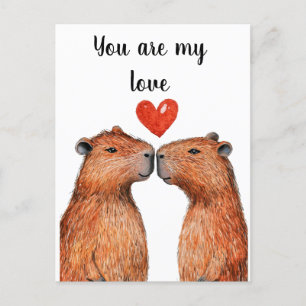 niedliche Tiere Capybaras mit Herz bemalt Feiertagspostkarte