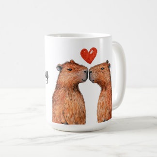 niedliche Tiere Capybaras mit Herz bemalt Kaffeetasse