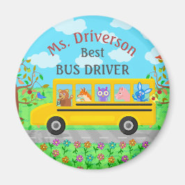 Niedliche Tiere für Schulbusfahrer | Personalisier Magnet