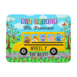 Niedliche Tiere für Schulbusfahrer | Personalisier Magnet