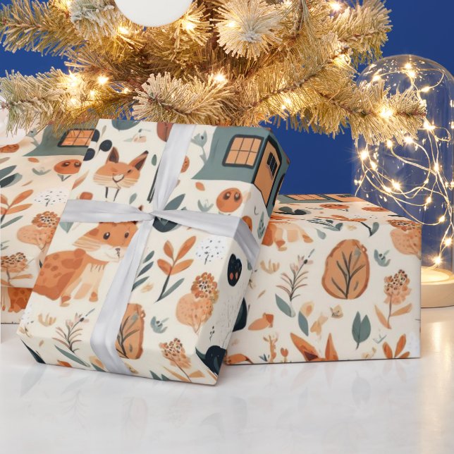 Niedliche Tiere Geschenkpapier (Feiertage)