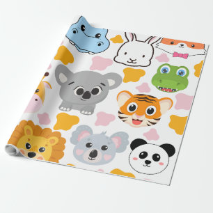 Niedliche Tiere Gesicht Geschenkpapier