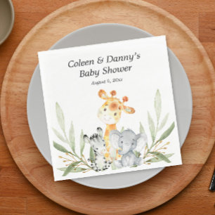 Niedliche Tiere Grünpflanzen geschlechtsneutral Serviette