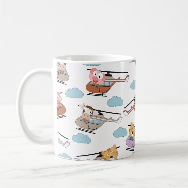 Niedliche Tiere im Hubschraubermuster Kaffeetasse (Links)