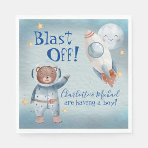 Niedliche Tiere im Outer Space Babythema Serviette