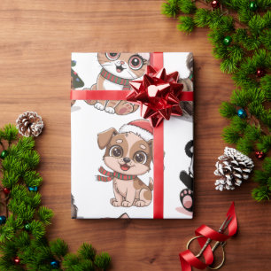 Niedliche Tiere in Weihnachtshüten Geschenkpapier