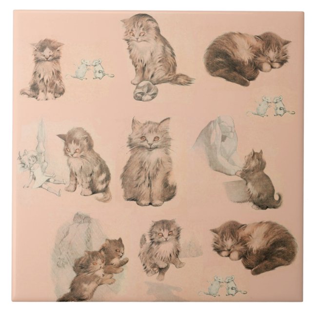 NIEDLICHE TIERE/KATZ- UND MAUSGESCHÄFTE IN PINK FLIESE (Vorderseite)