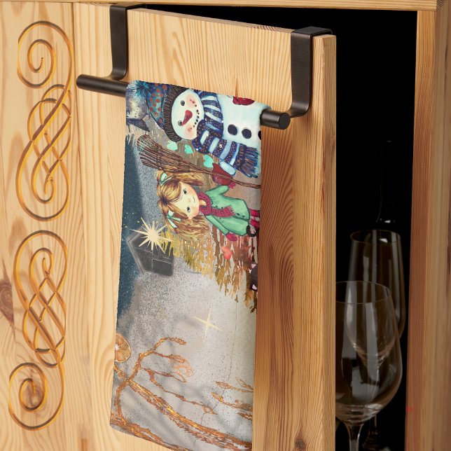 Niedliche Tiere, Kinder Weihnachten blau Geschirrtuch (Cute Animals, Kids Christmas blue Kitchen Towel)