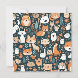 Niedliche Tiere machen Spaß beim Design, grüne Dek Einladung