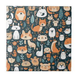 Niedliche Tiere machen Spaß beim Design, grüne Dek Fliese