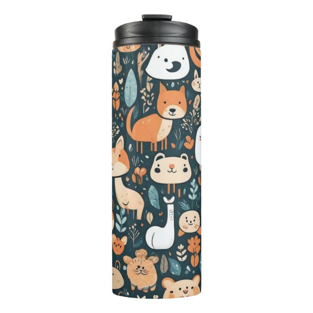 Niedliche Tiere machen Spaß beim Design, grüne Dek Thermosbecher (Vorderseite)