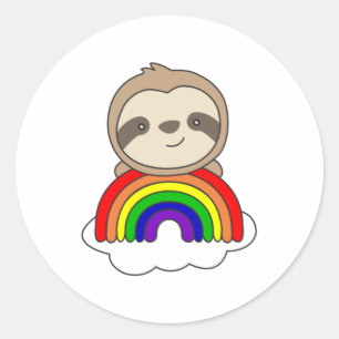 Niedliche Tiere mit Regenbogen für Kinder farbig Runder Aufkleber
