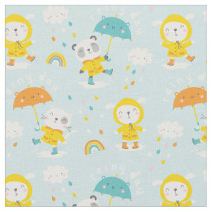Niedliche Tiere mit Regenschirm Stoff