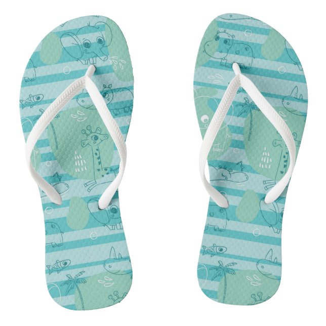 Niedliche Tiere mit Wasser 1 Flip Flops (Fußbett)