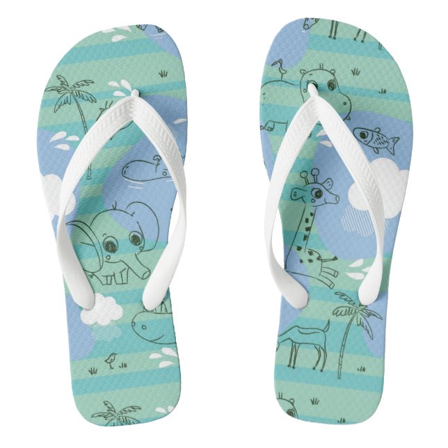 Niedliche Tiere mit Wasser 3 Flip Flops (Fußbett)
