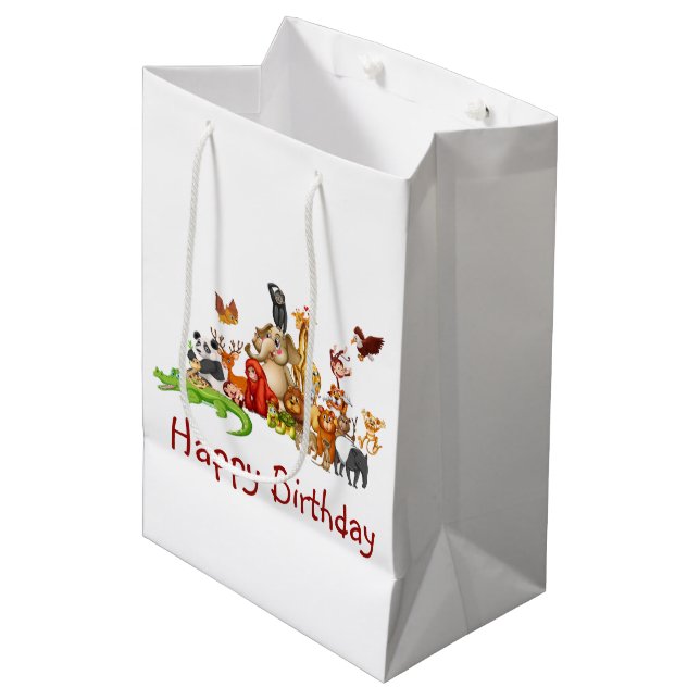 Niedliche Tiere Mittlere Geschenktüte (Vorderseite Schrägansicht)