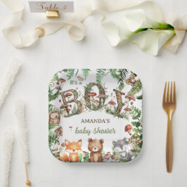 Niedliche Tiere Mushroom Forest Babydusche Pappteller