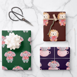 Niedliche Tiere Muster Geschenkpapier Set
