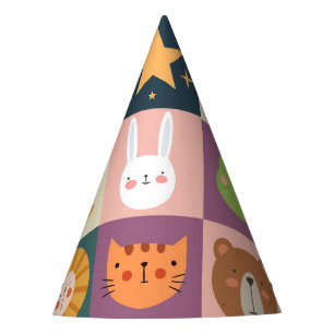Niedliche Tiere patchwork farbig Partyhütchen