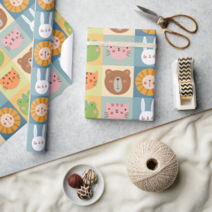 Niedliche Tiere-Patchwork-Wrapping-Papier Geschenkpapier