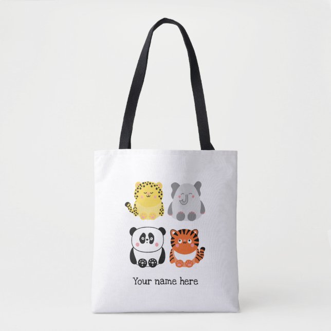 Niedliche Tiere personalisierter Totbeutel Tasche (Vorderseite)