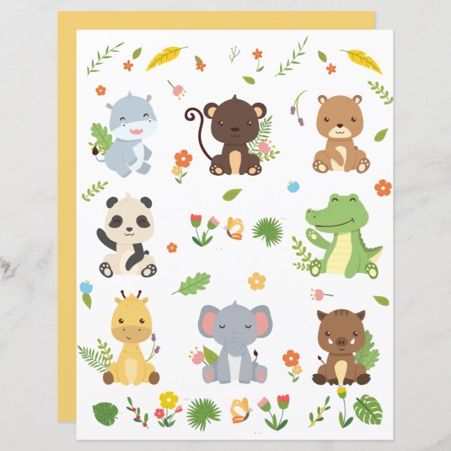 Niedliche Tiere Sammlung 4 - Scrapbooking Papier (Vorne/Hinten)