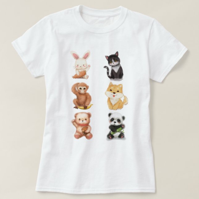 Niedliche Tiere T-Shirt (Design vorne)