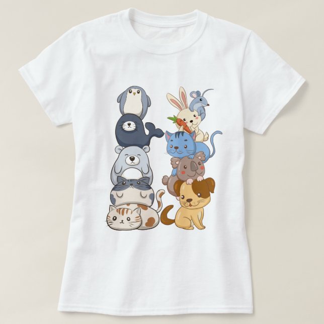 Niedliche Tiere T-Shirt (Design vorne)