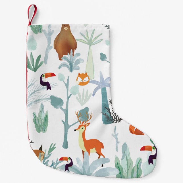 Niedliche Tiere: Tropischer Walddoodle. Kleiner Weihnachtsstrumpf (Vorderseite)