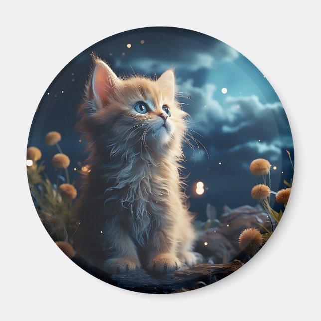 Niedliche Tiere unter dem Sternenhimmel Magnet (Vorne)