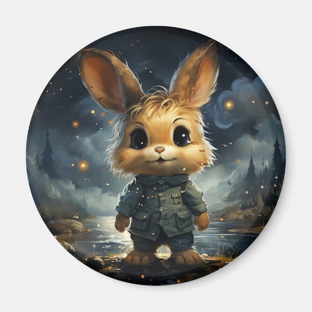 Niedliche Tiere unter dem Sternenhimmel Magnet (Vorne)