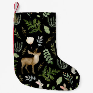 Niedliche Tiere: Wasserfarbige Handzeichnung. Kleiner Weihnachtsstrumpf