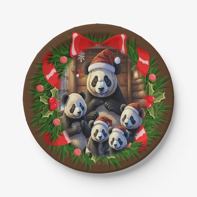 Niedliche Tiere Weihnachten Party Pappteller (Vorderseite)