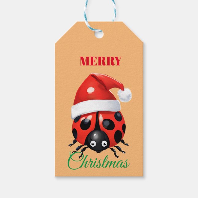 Niedliche Tiere Winter Ladybug Weihnachten Geschenkanhänger (Vorderseite)