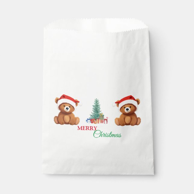 Niedliche Tiere Winterbär Weihnachtsbaum Geschenktütchen (Vorderseite)