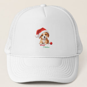 Niedliche Tiere Winterwelpen Hund Weihnachten Truckerkappe