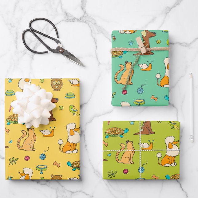 Niedliche Tiere Wrapping Paper Set Geschenkpapier Set (Vorderseite)
