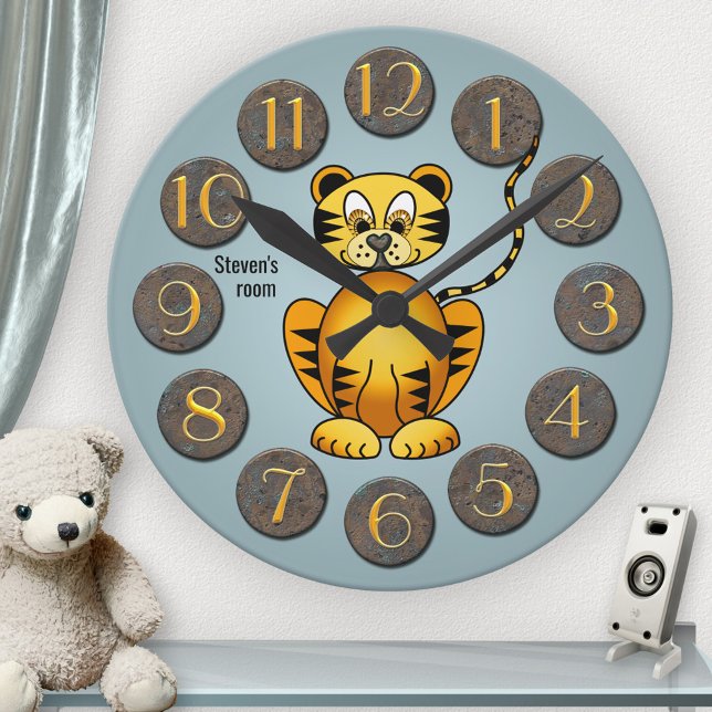 Niedliche Tiger-Kindersäle-Uhr Große Wanduhr (Von Creator hochgeladen)