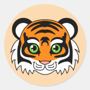 Niedliche Tiger-Orange Runder Aufkleber