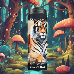 Niedliche Tigerliebhaber fügen Namen hinzu Thermosbecher