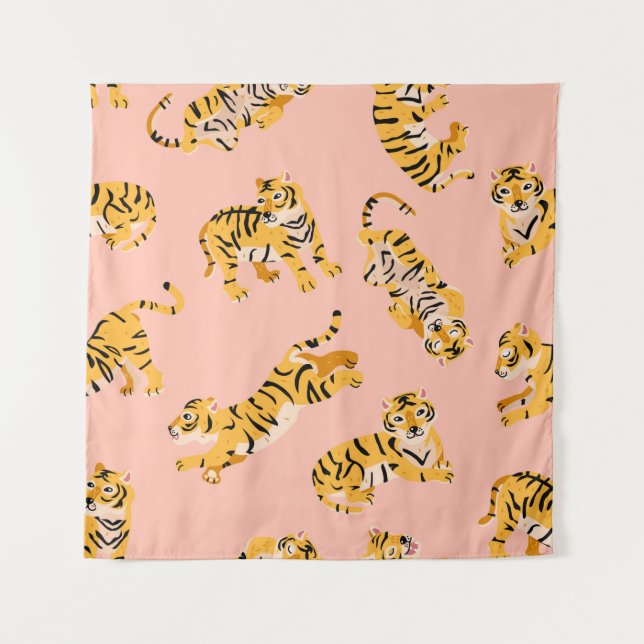 Niedliche Tigermuster Wandteppich (Vorderseite)
