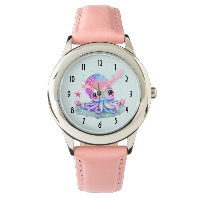 Niedliche Tintenfischkreatur Armbanduhr (Vorderseite)
