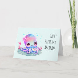 Niedliche Tintenfischkreatur Geburtstag Karte
